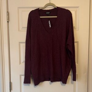 Express Deep Red V-Neck Women's Sweater